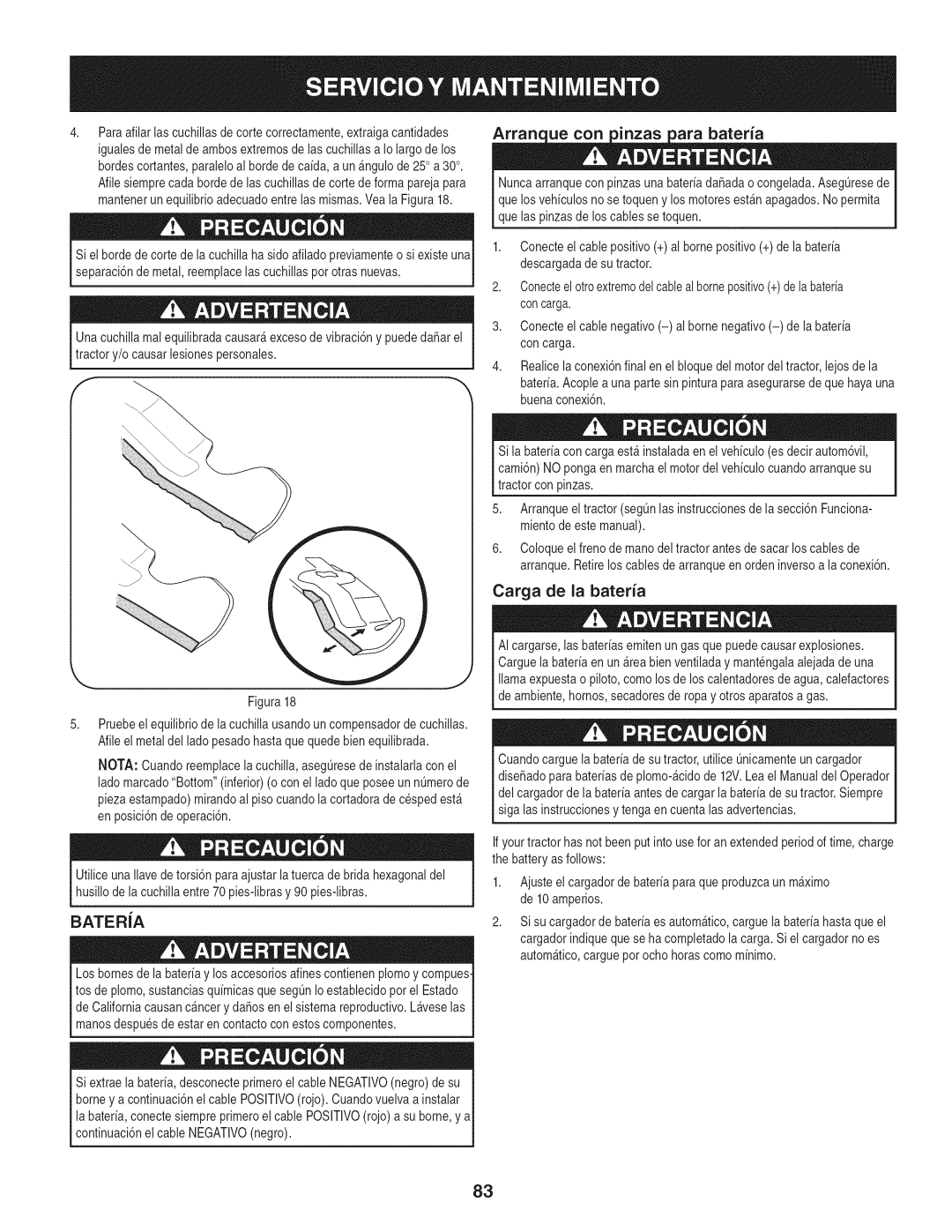 Craftsman 247.28672, PYT 9000 manual BATERiA, Carga de la bateria 