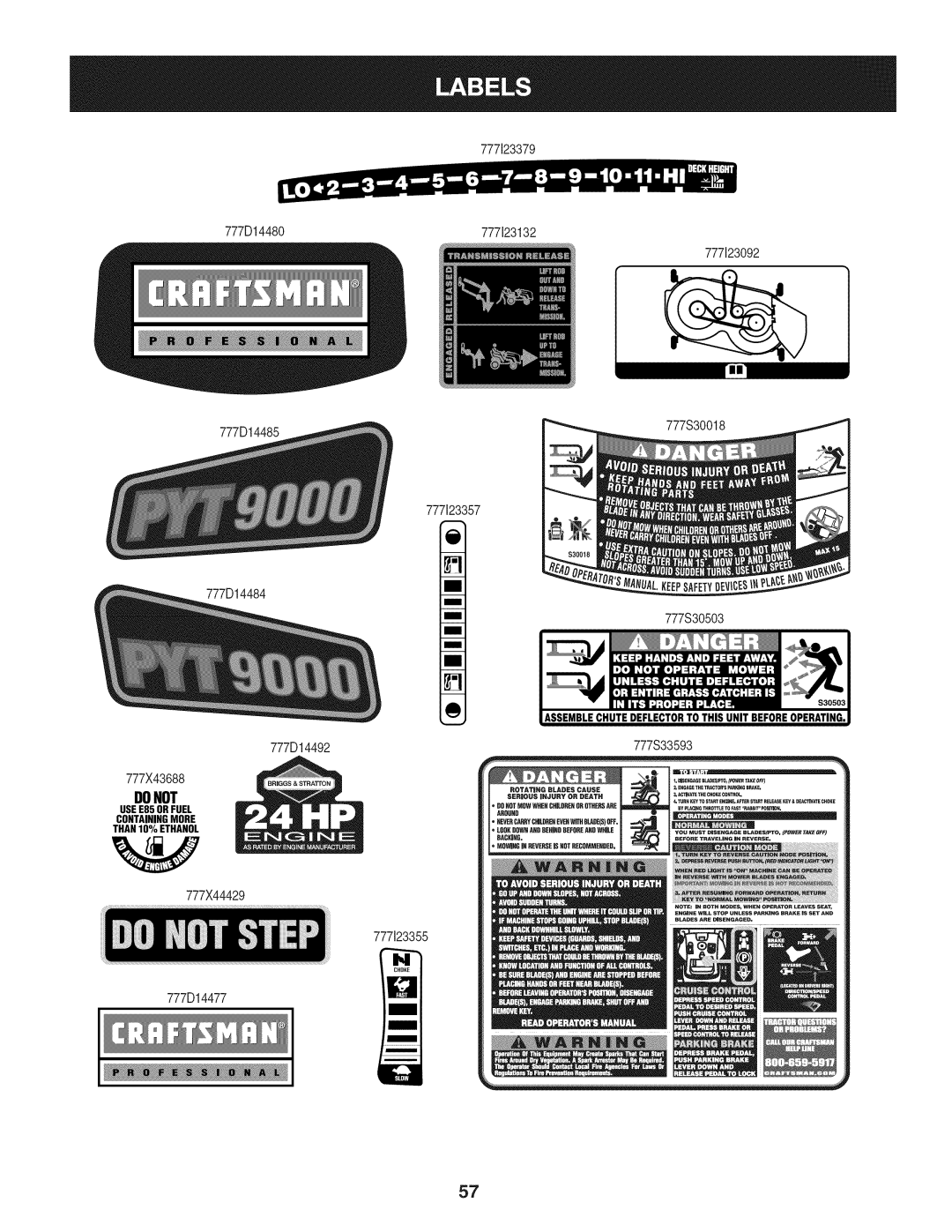 Craftsman 247.28672, PYT 9000 manual Donot, USEE85 ORFUEL CONTAININGMORE THAN10% ETHANOL 