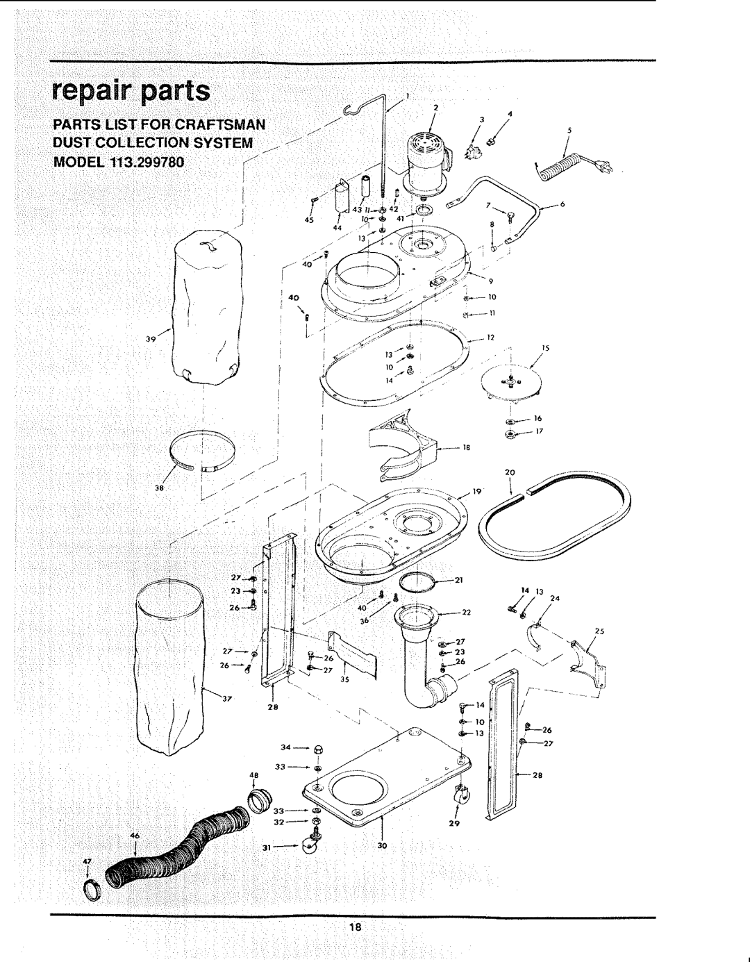 Craftsman SP5373 manual Dust Collection System, Model 