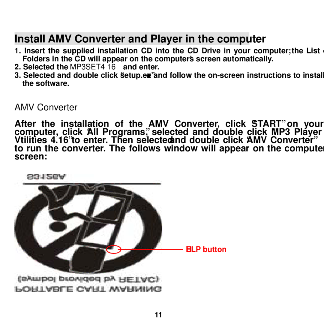 Craig CMP615D manual Install AMV Converter and Player in the computer 