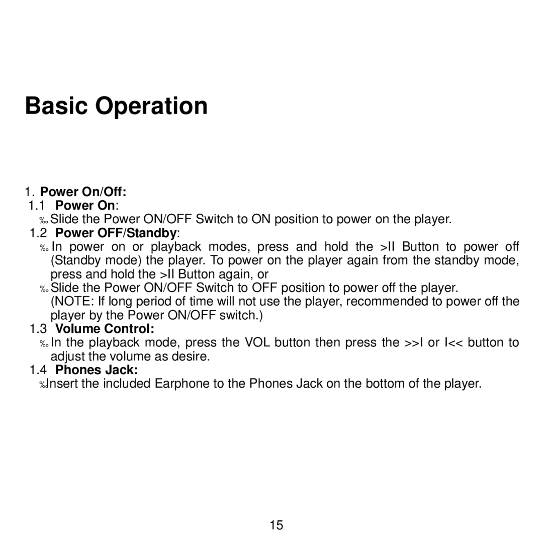 Craig CMP615D manual Basic Operation, Power OFF/Standby 