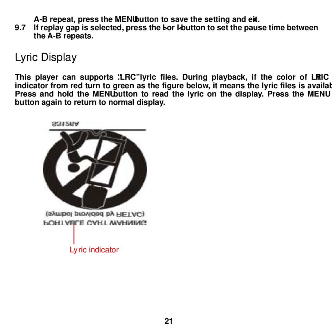 Craig CMP615D manual Lyric Display 