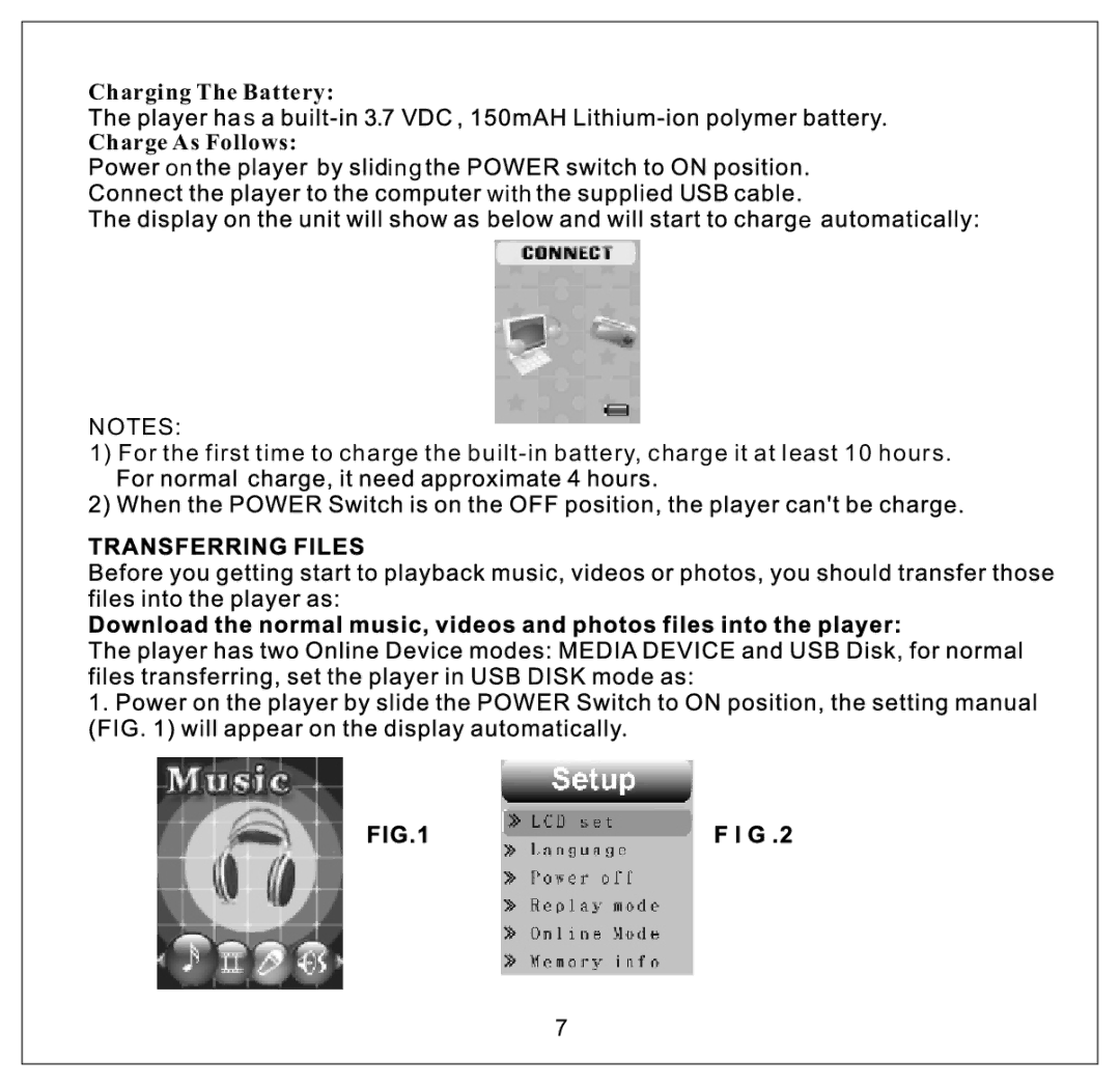 Craig CMP616F manual Charging The Battery Charge As Follows 