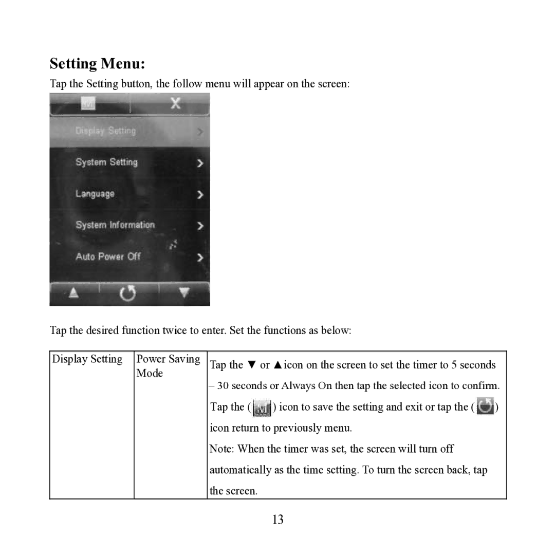 Craig CMP621F manual Setting Menu 