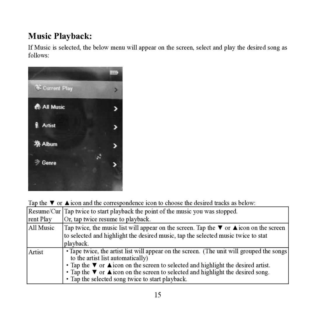 Craig CMP621F manual Music Playback, To the artist list automatically 