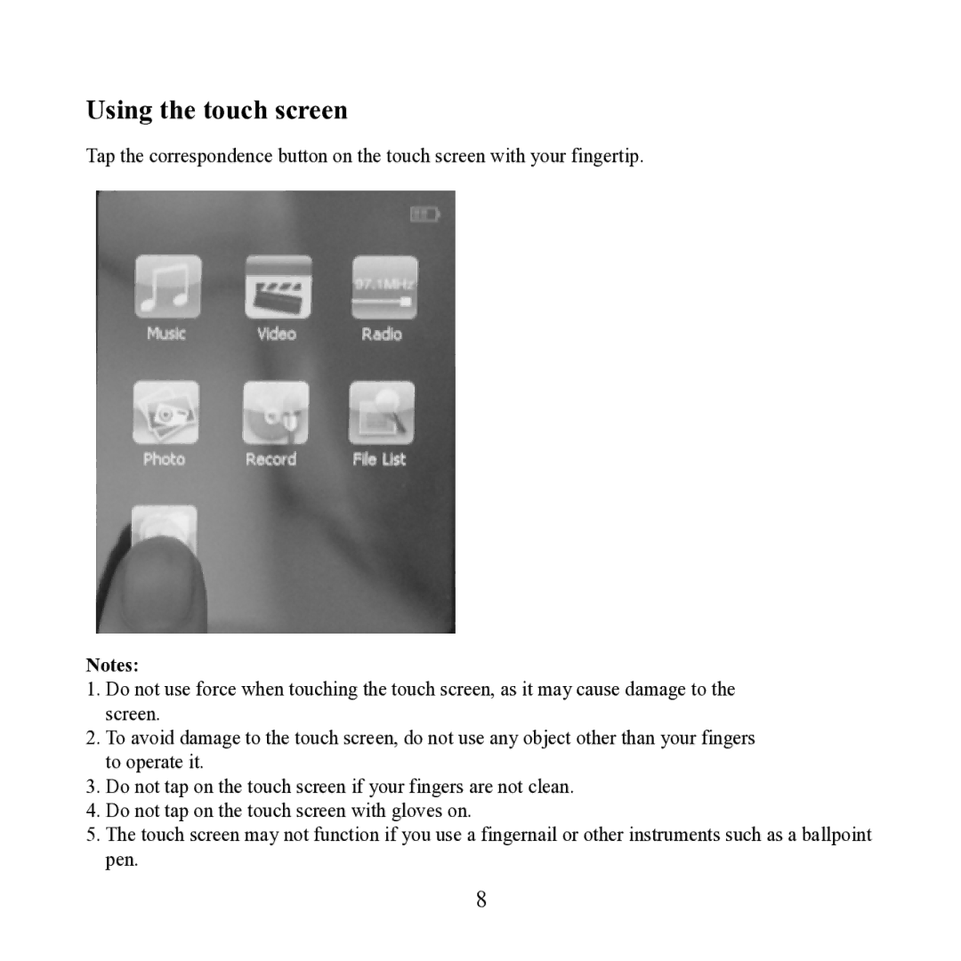 Craig CMP621F manual Using the touch screen 