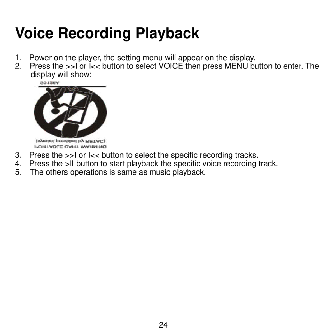 Craig CMP622E manual Voice Recording Playback 