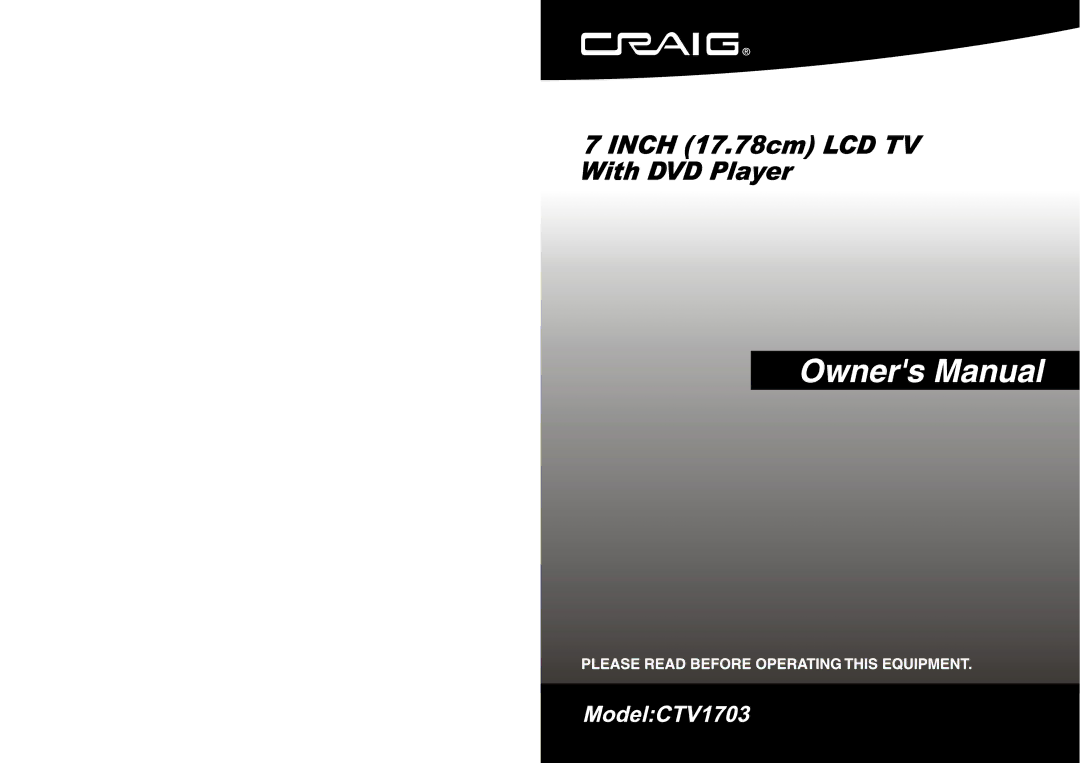 Craig CTV1703 manual 