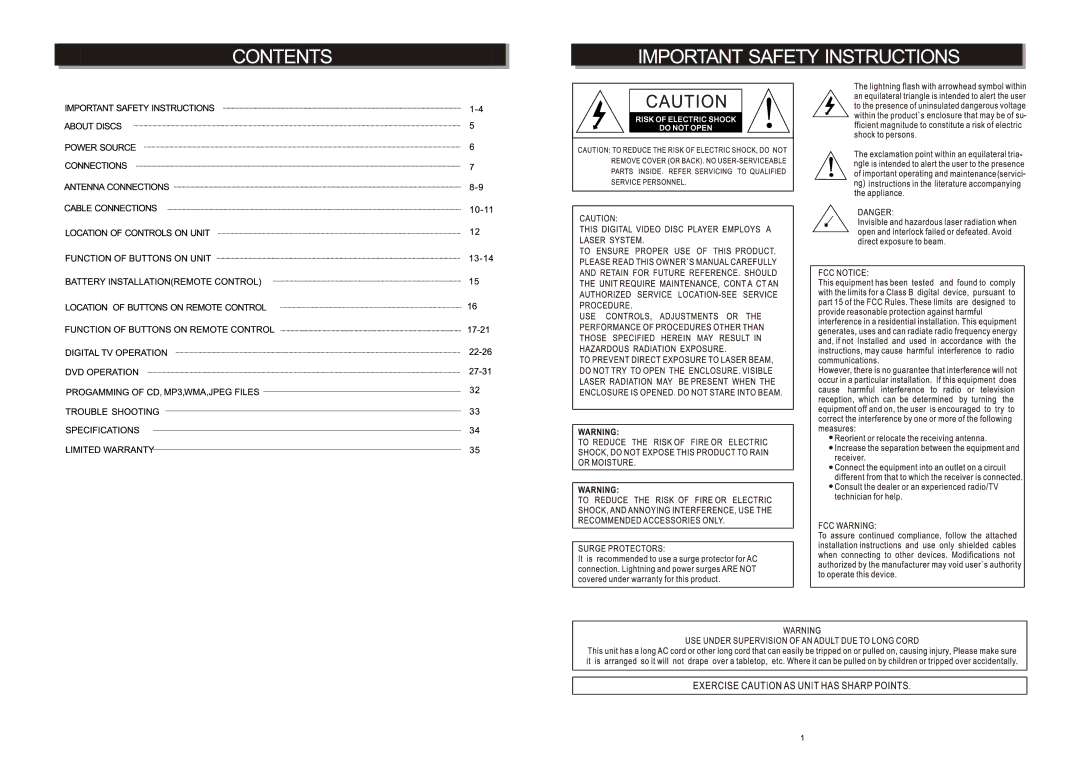 Craig CTV1703 manual 