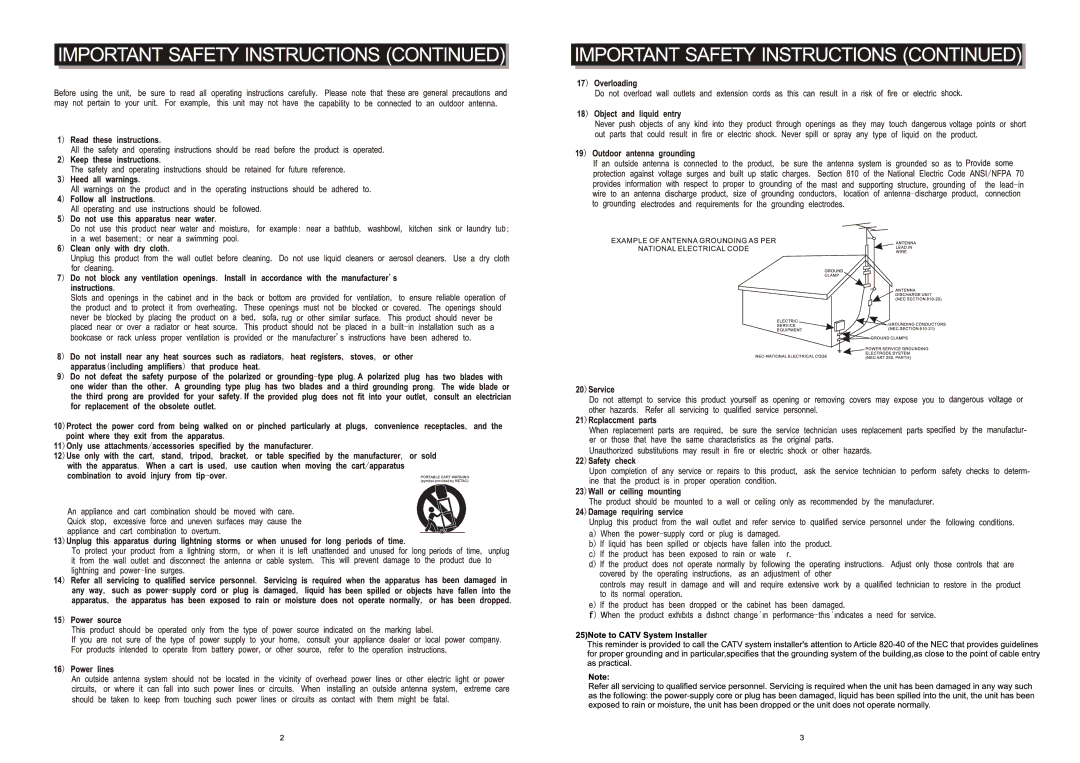 Craig CTV1703 manual 