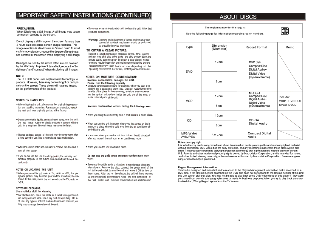 Craig CTV1703 manual 