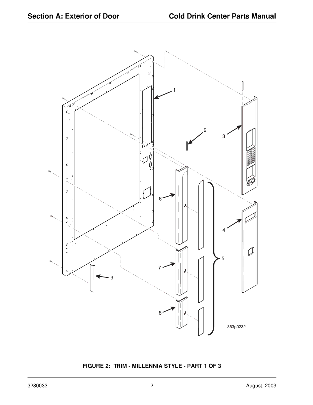 Crane Merchandising Systems 328, 327 manual Section a Exterior of Door 