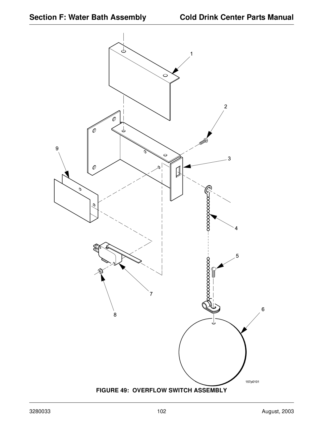 Crane Merchandising Systems 328, 327 manual Overflow Switch Assembly 