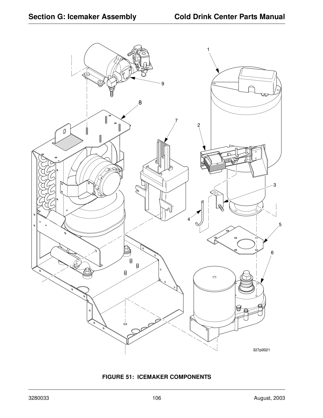 Crane Merchandising Systems 328, 327 manual Section G Icemaker Assembly 