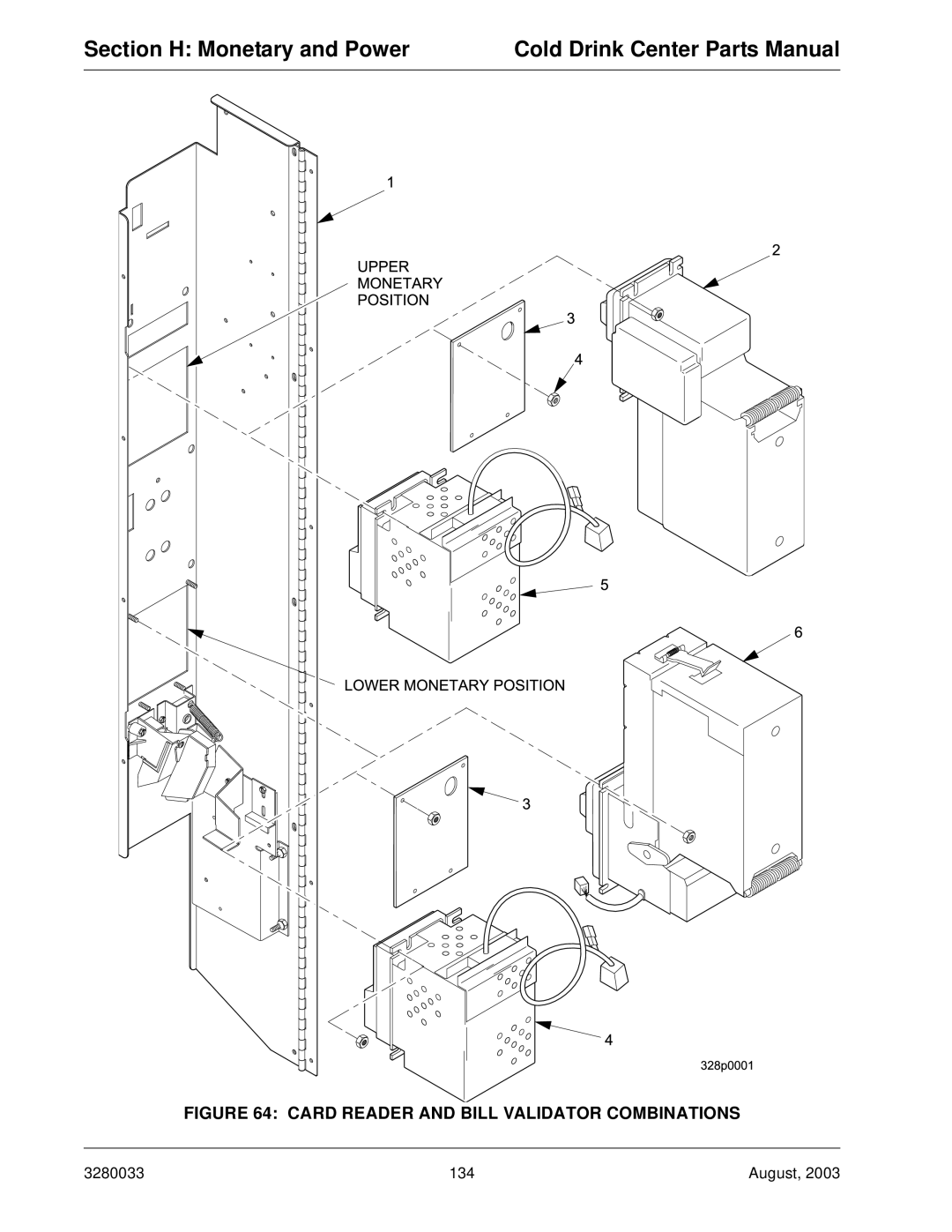 Crane Merchandising Systems 328, 327 manual Card Reader and Bill Validator Combinations 