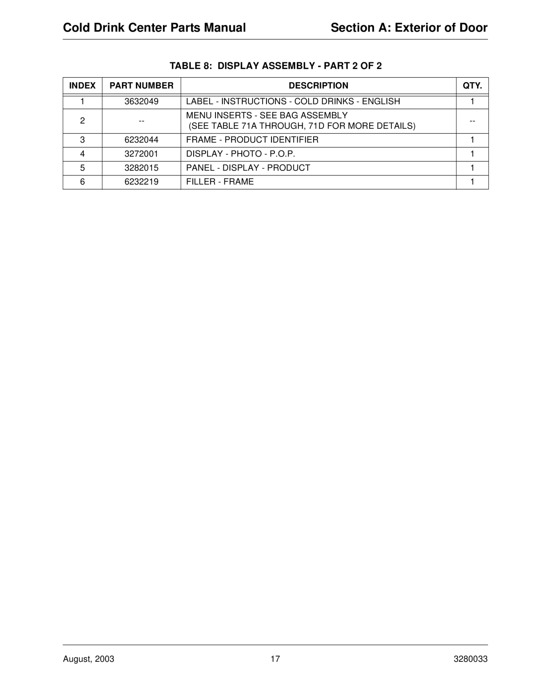 Crane Merchandising Systems 327, 328 manual Frame Product Identifier 