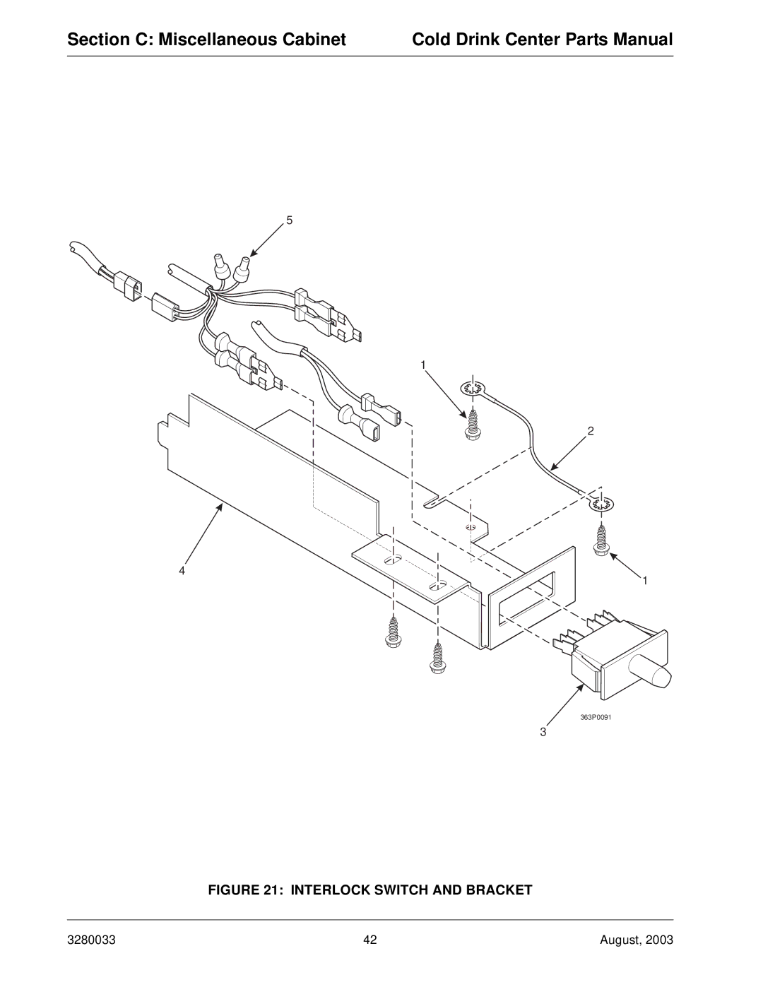 Crane Merchandising Systems 328, 327 manual Interlock Switch and Bracket 