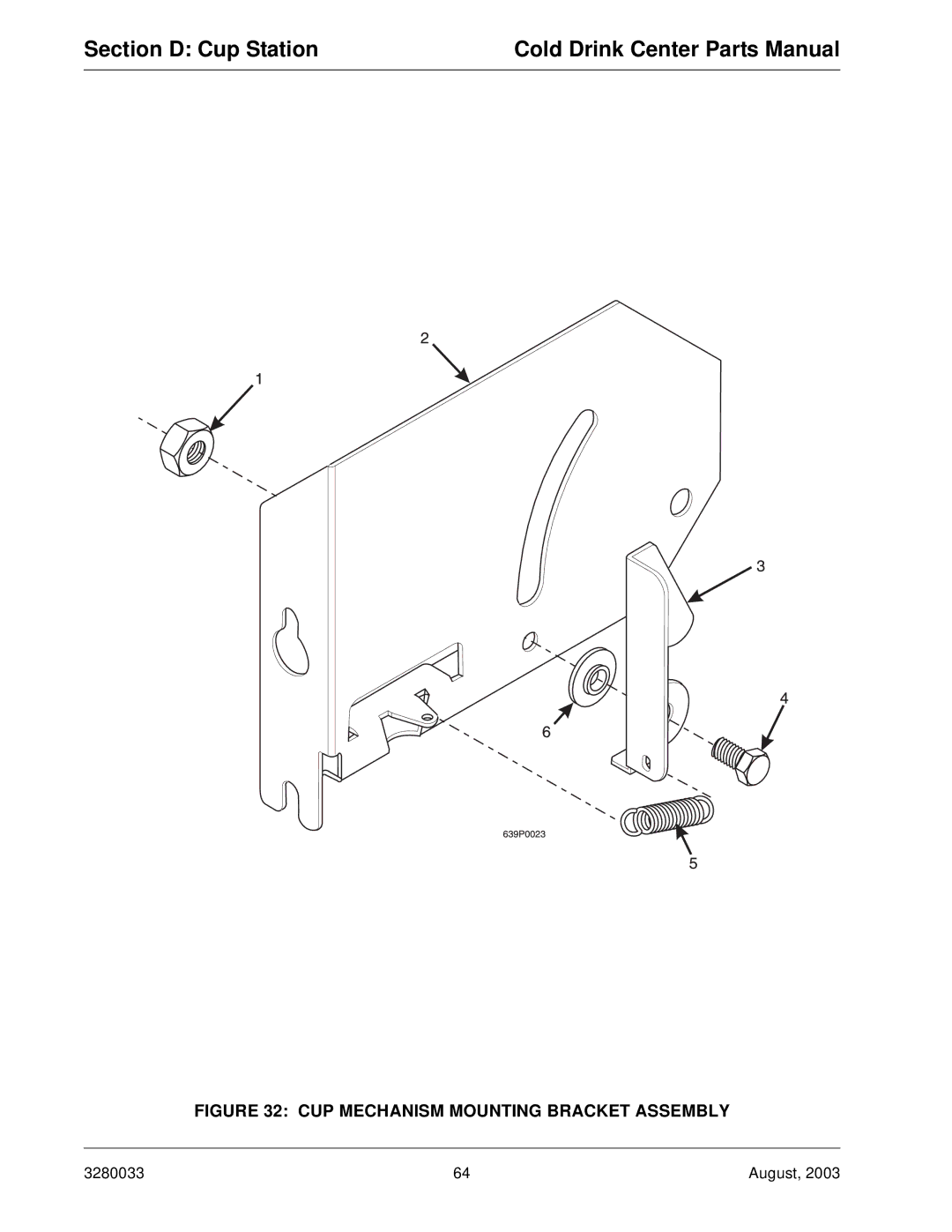 Crane Merchandising Systems 328, 327 manual CUP Mechanism Mounting Bracket Assembly 