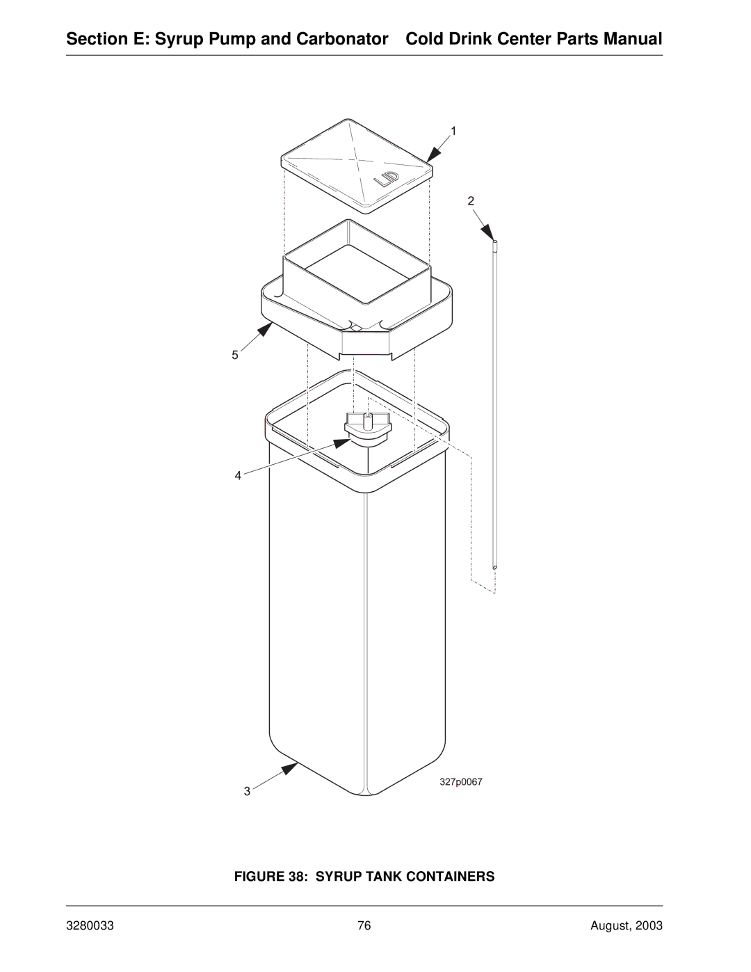 Crane Merchandising Systems 328, 327 manual Syrup Tank Containers 