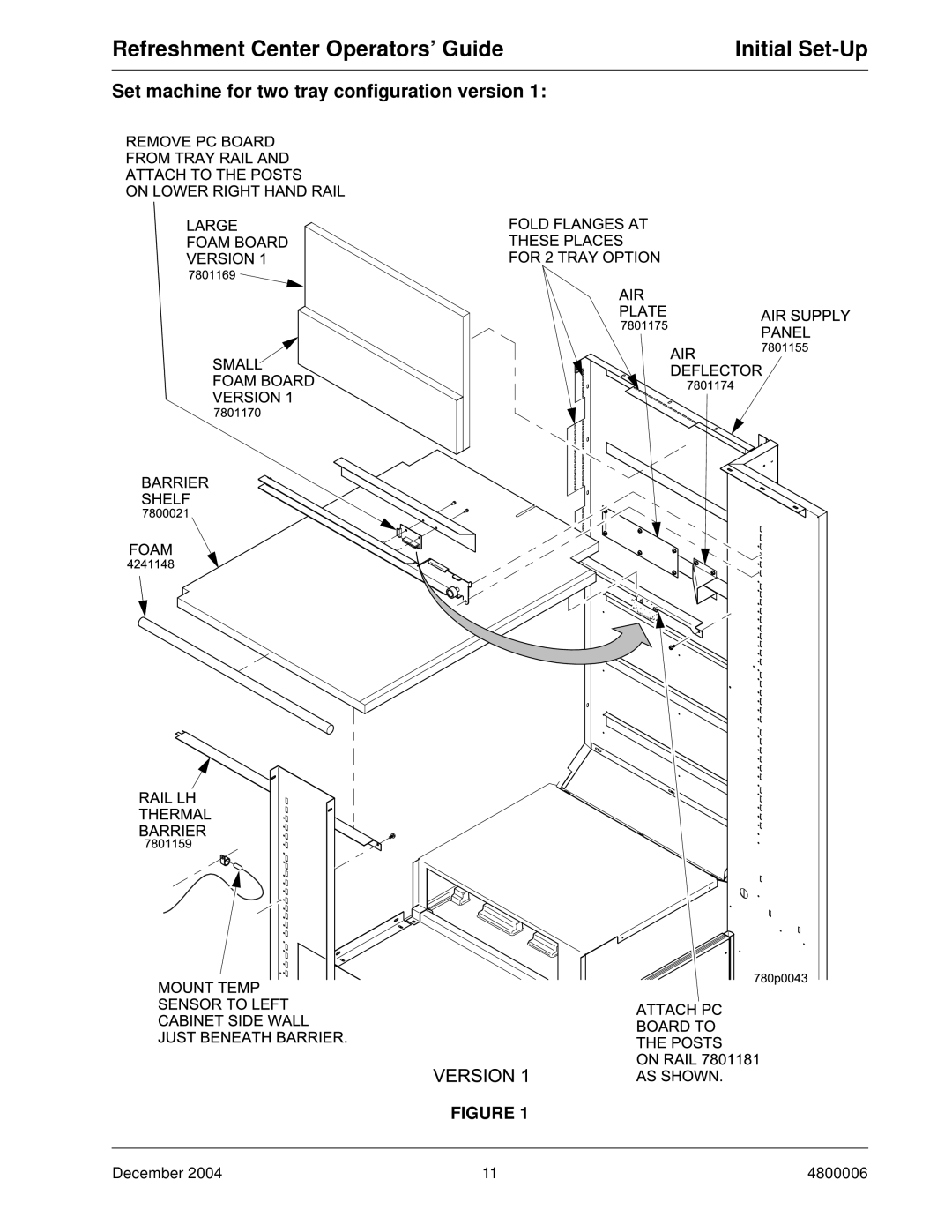 Crane Merchandising Systems 480 manual Set machine for two tray configuration version 