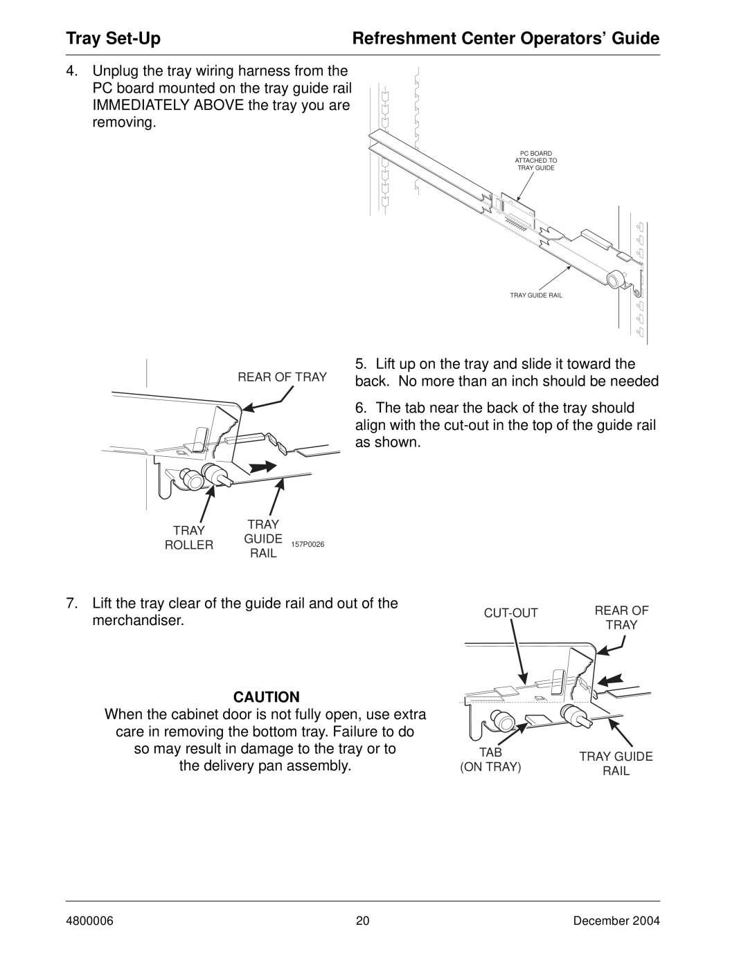 Crane Merchandising Systems 480 manual Rear of Tray 