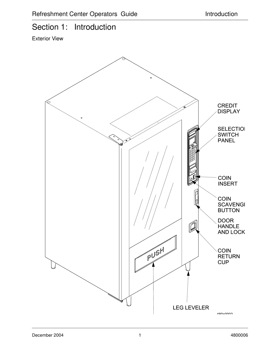 Crane Merchandising Systems 480 manual Introduction, Exterior View 