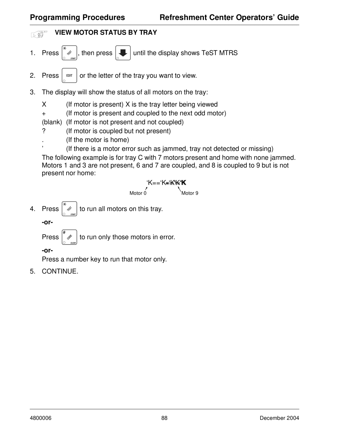 Crane Merchandising Systems 480 manual View Motor Status by Tray 