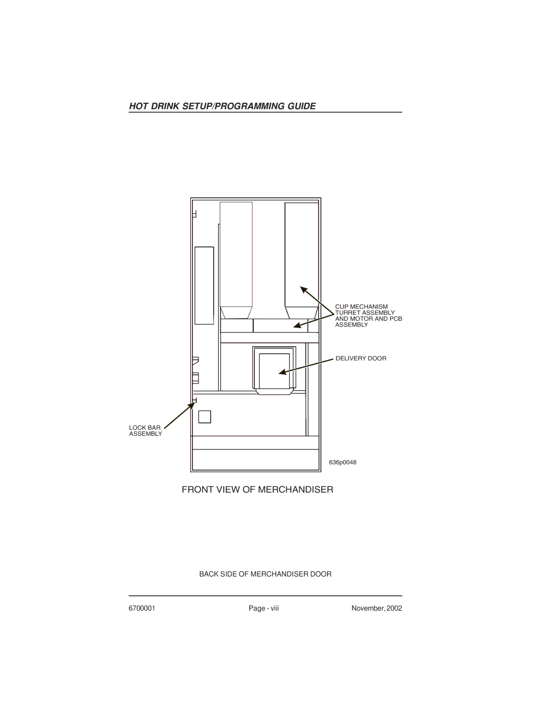 Crane Merchandising Systems 670, 678 manual Front View of Merchandiser 