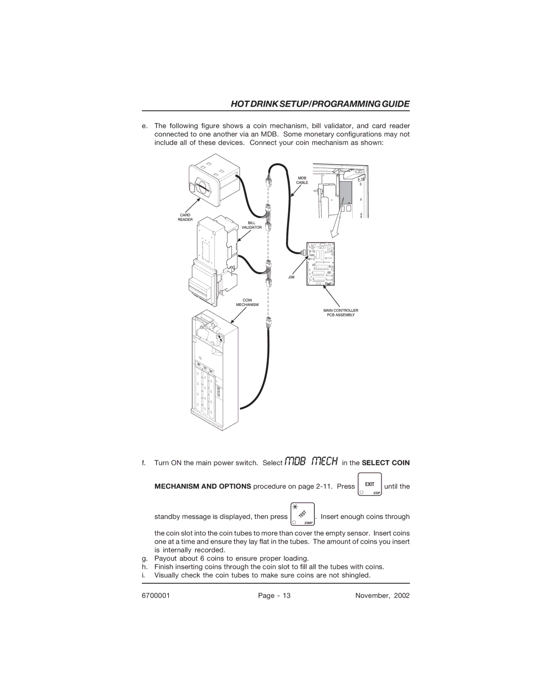 Crane Merchandising Systems 678, 670 manual HOT Drink SETUP/PROGRAMMING Guide 