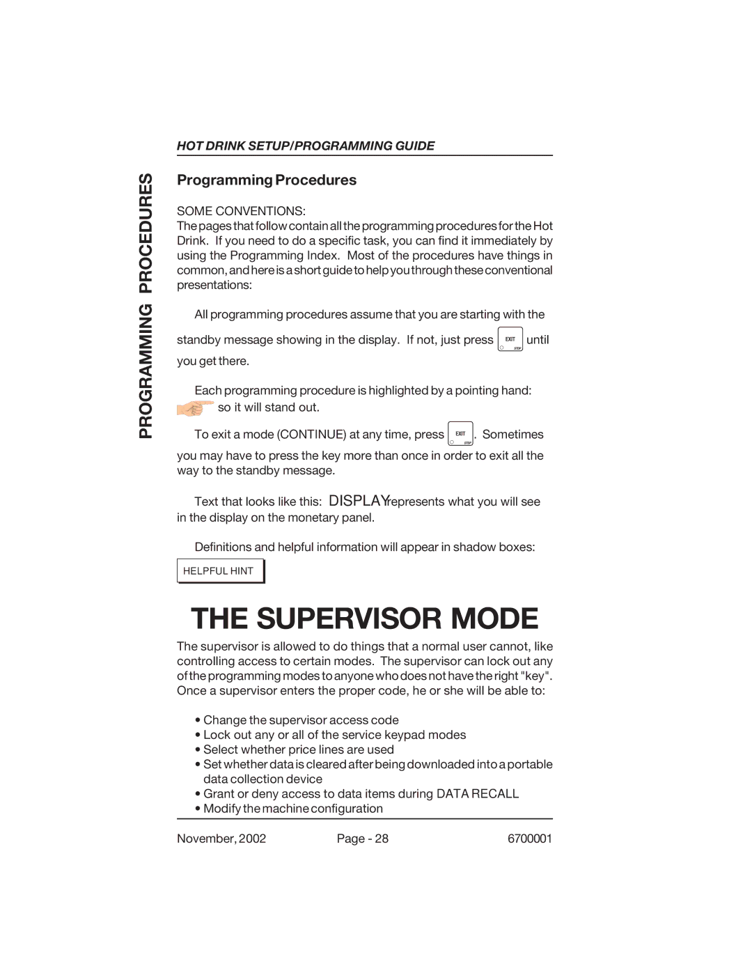 Crane Merchandising Systems 670, 678 manual Programming Procedures 