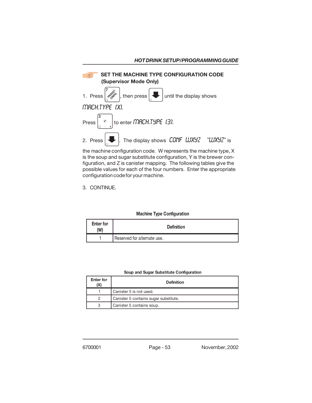 Crane Merchandising Systems 678, 670 manual Mach.type, Soup and Sugar Substitute Configuration 