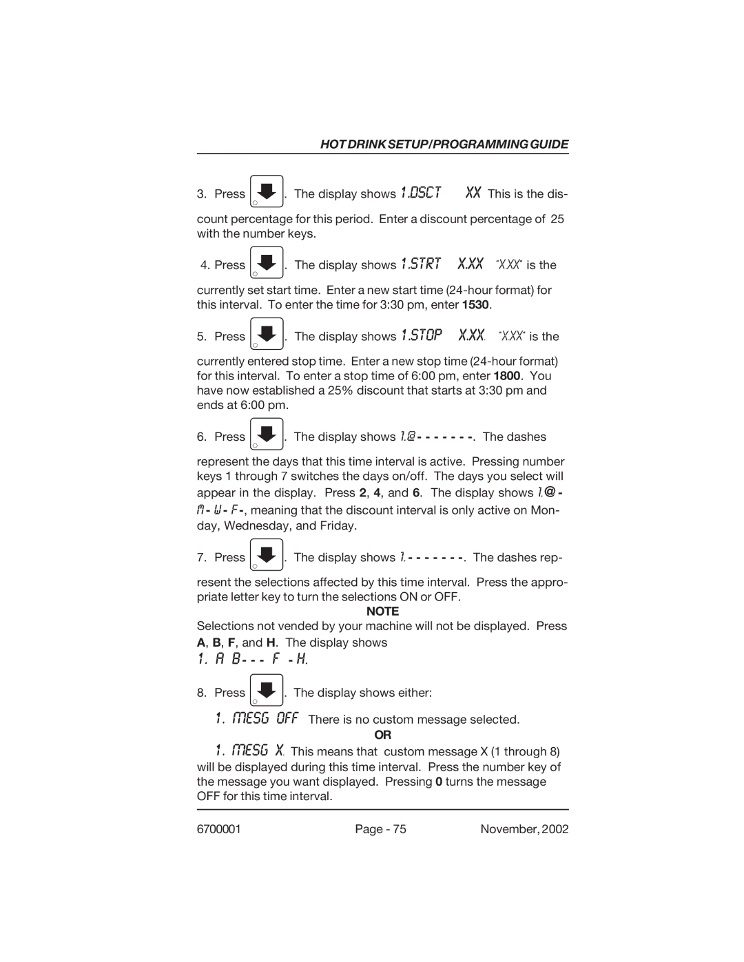 Crane Merchandising Systems 678, 670 manual B - F H 