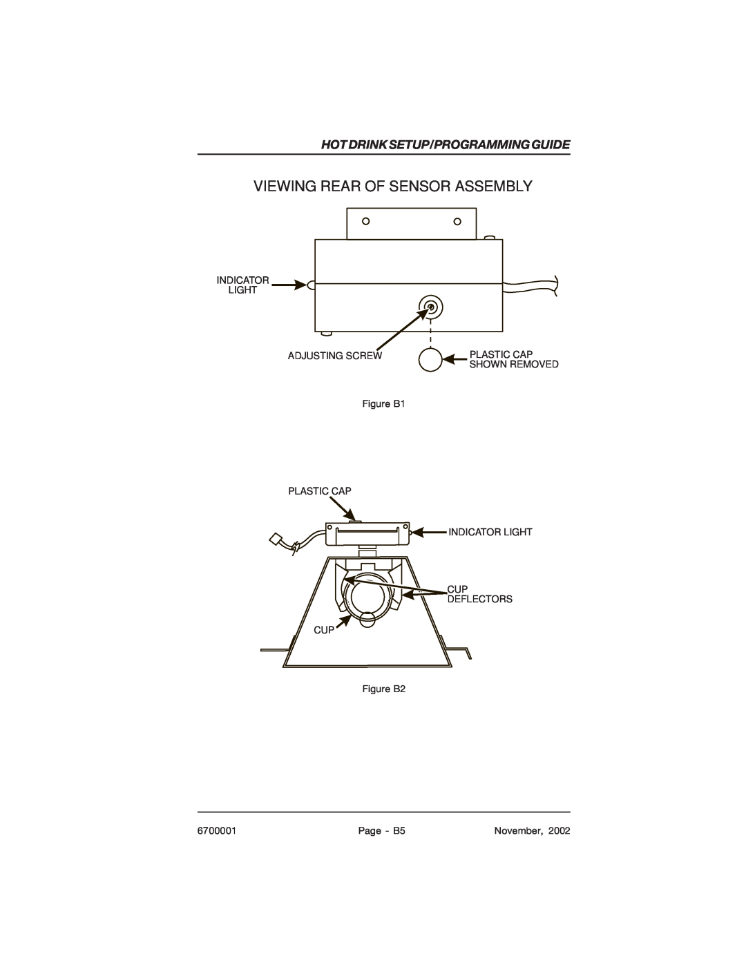 Crane Merchandising Systems 678, 670 Viewing Rear Of Sensor Assembly, Hot Drink Setup/Programming Guide, Indicator Light 