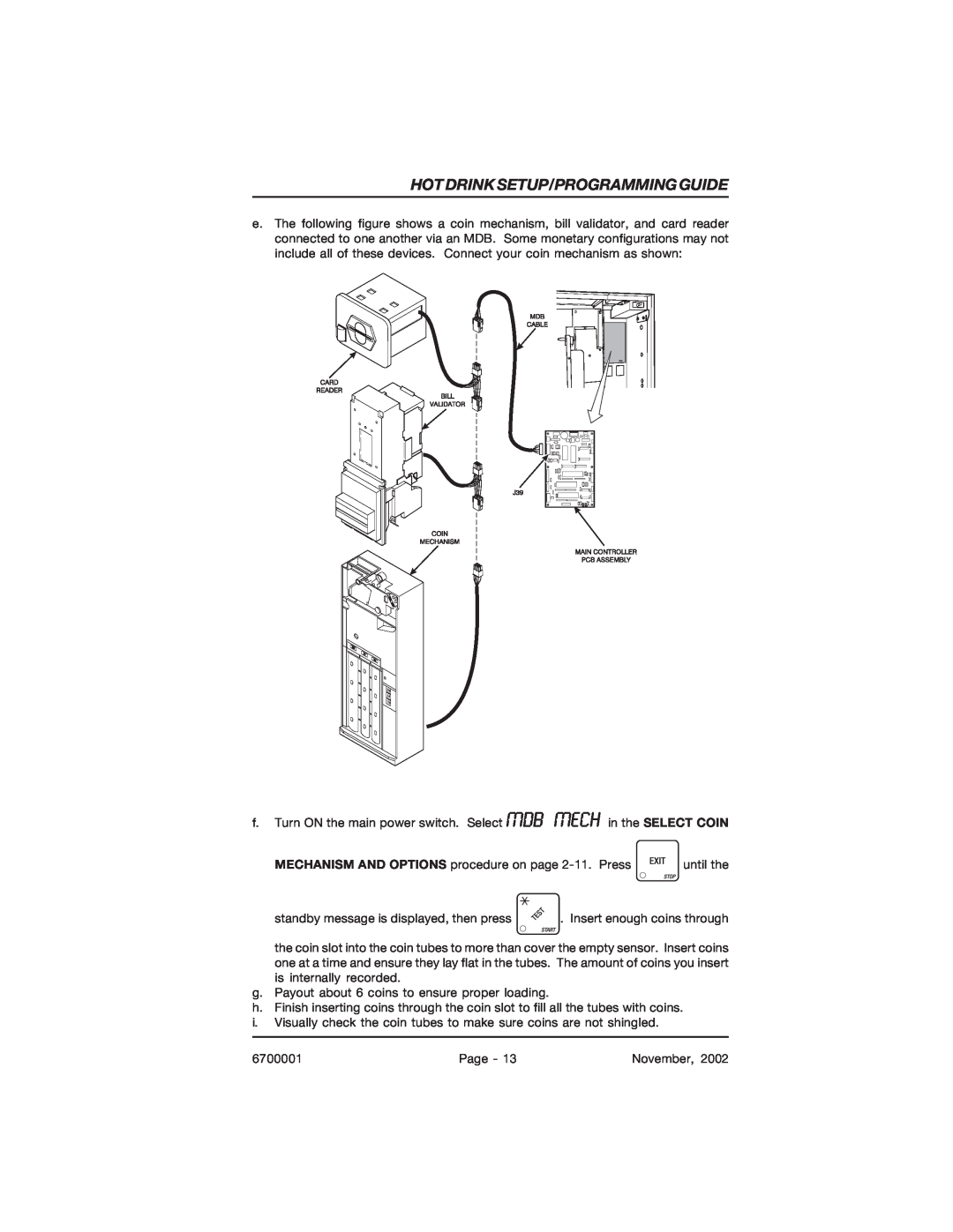 Crane Merchandising Systems 678, 670 manual Hot Drink Setup/Programming Guide 