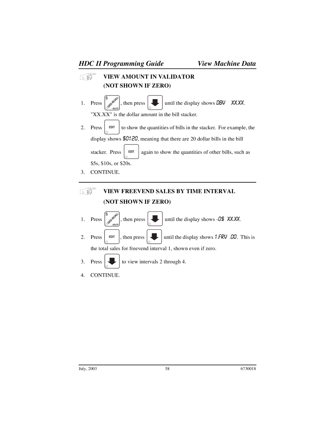 Crane Merchandising Systems 673, 677, 675 manual View Amount in Validator Not Shown if Zero 