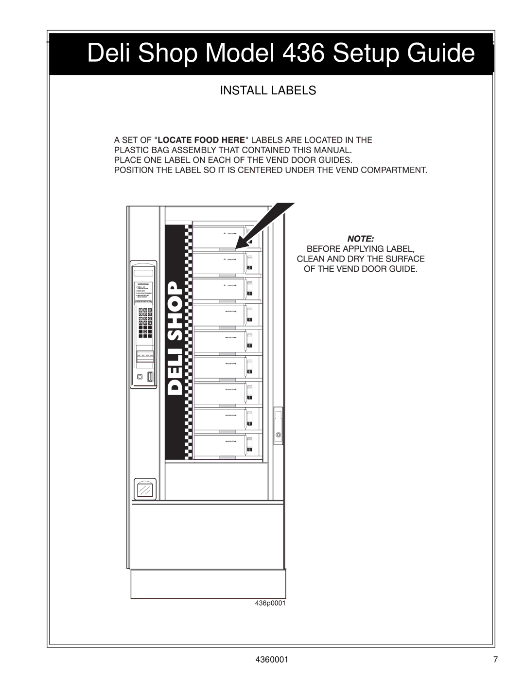 Crane Merchandising Systems 436, Deli Shop manual Install Labels 