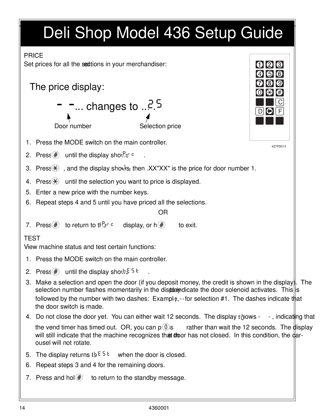 Crane Merchandising Systems Deli Shop, 436 manual Changes to 