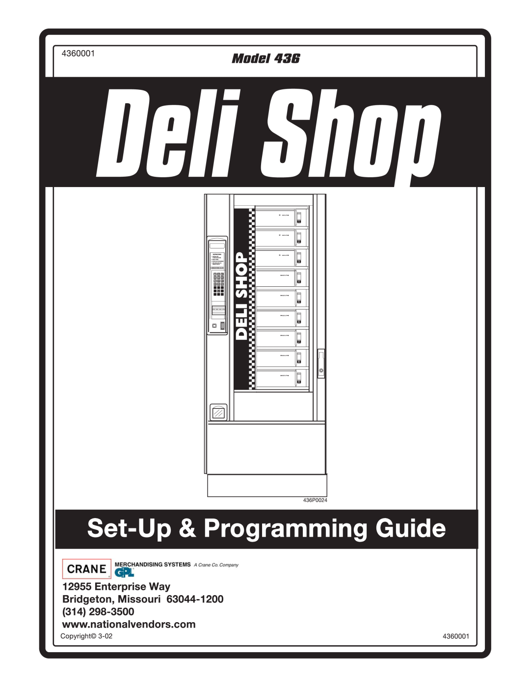Crane Merchandising Systems 436, Deli Shop manual 