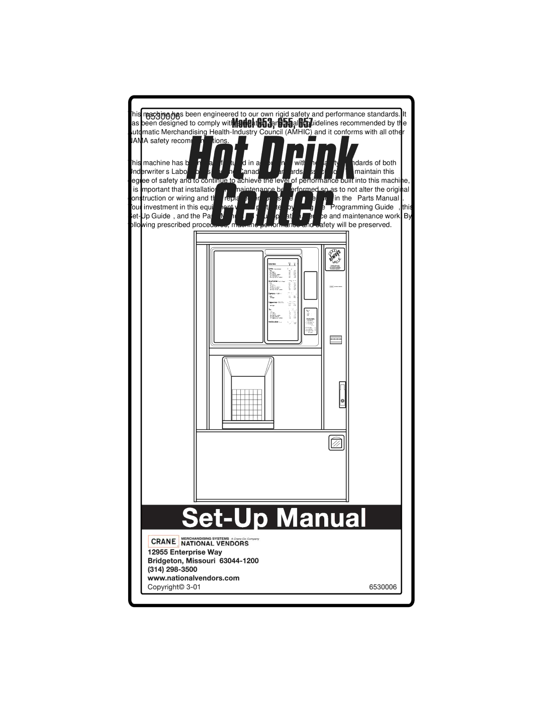 Crane Merchandising Systems Hot Drink Center, 6530006 manual 