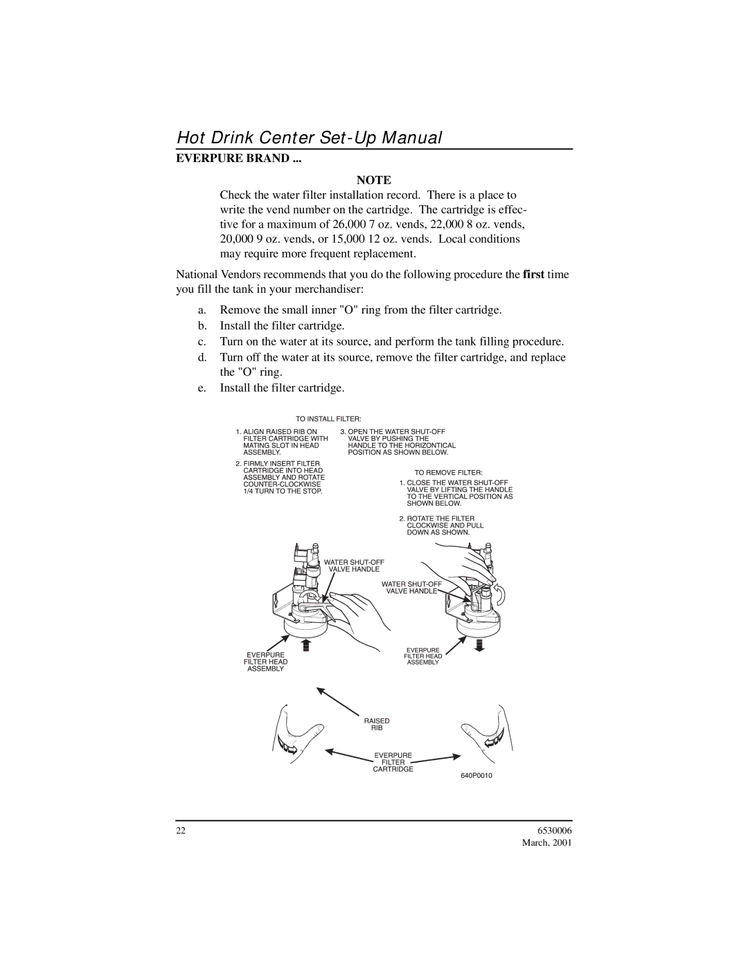 Crane Merchandising Systems Hot Drink Center, 6530006 manual Everpure Brand 