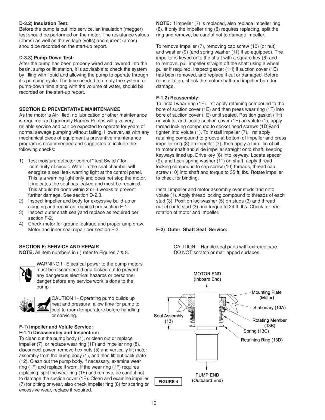 Crane Plumbing 8XSE-HA operation manual Section E Preventative Maintenance, Section F Service and Repair 