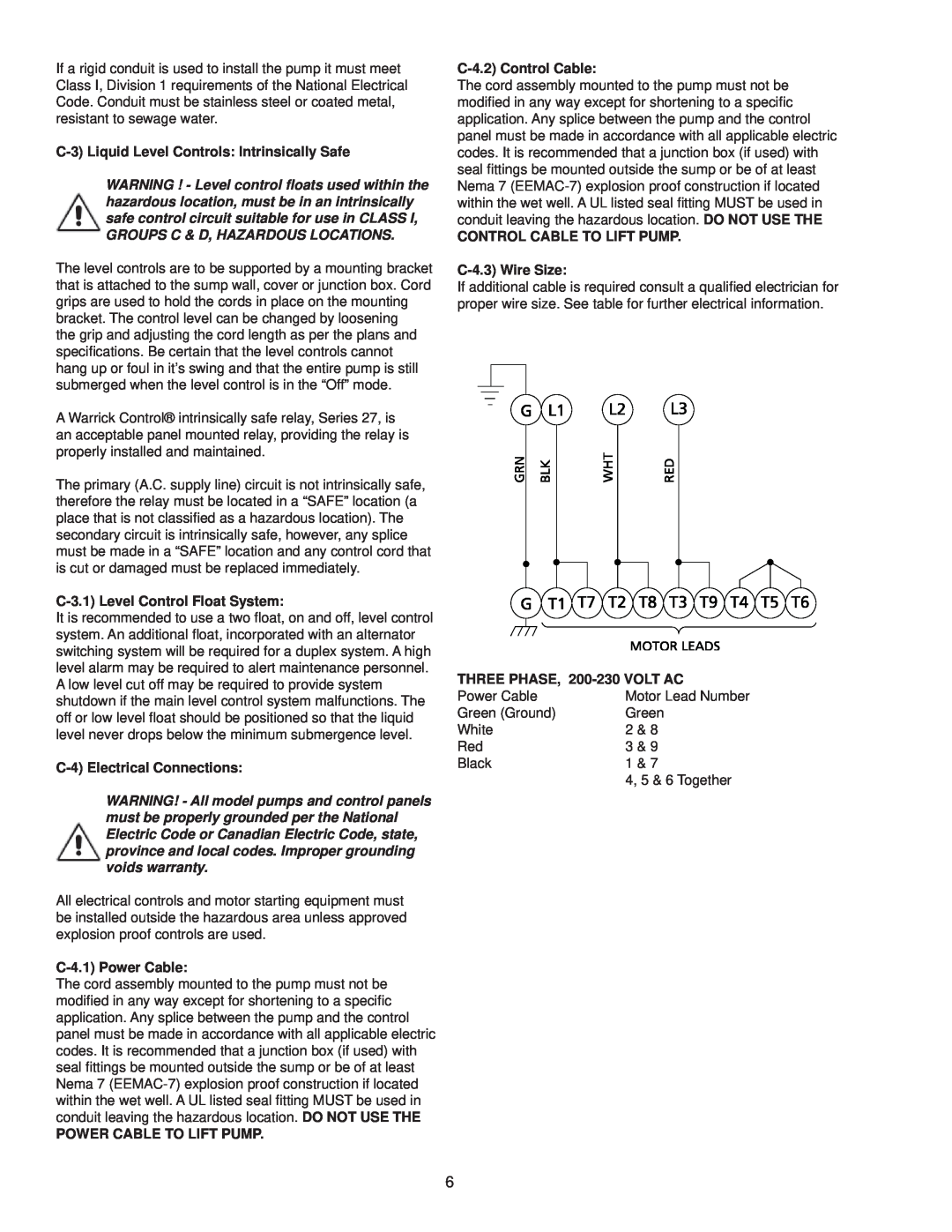 Crane Plumbing 8XSE-HA operation manual Groups C & D, Hazardous Locations 