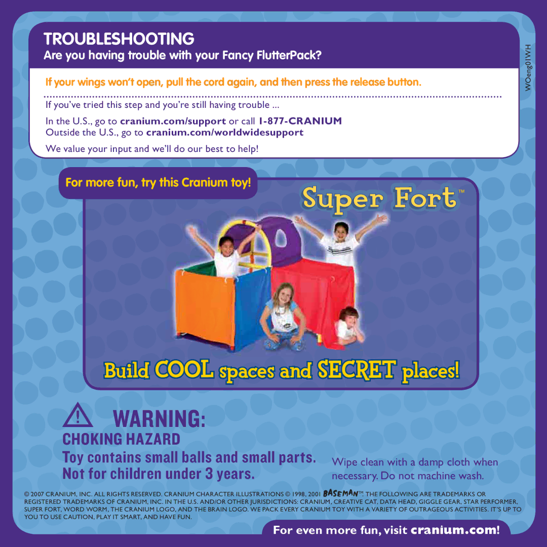 Cranium Game Troubleshooting, Are you having trouble with your Fancy FlutterPack?, For more fun, try this Cranium toy 