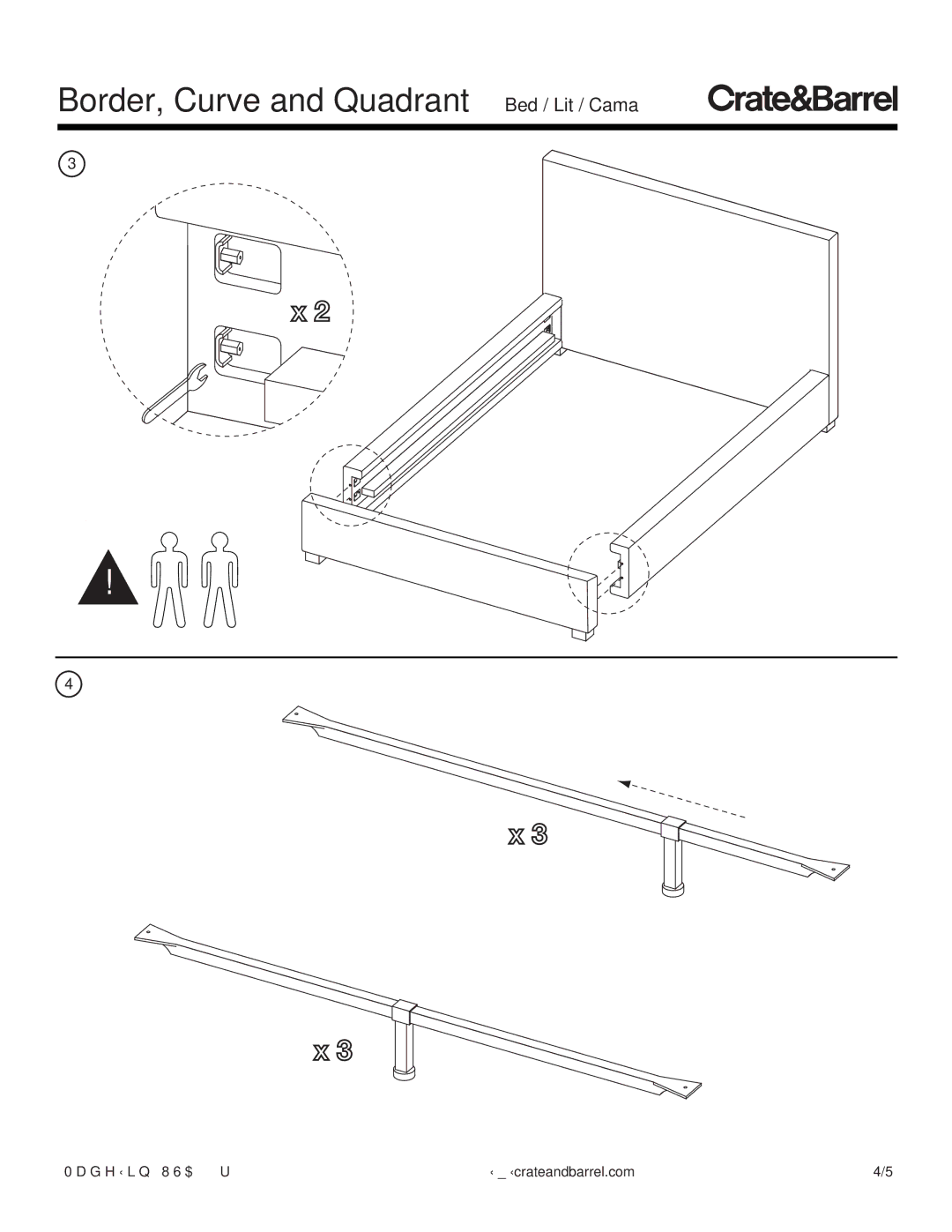 Crate & Barrel Border Bed manual Border, Curve and Quadrant Bed / Lit / Cama 