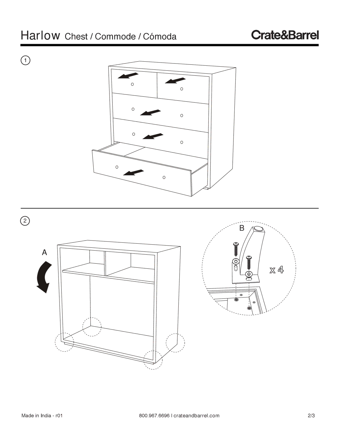 Crate & Barrel Harlow II Chest manual Harlow Chest / Commode / Cómoda 