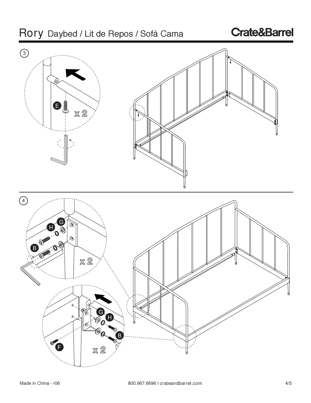 Crate & Barrel Rory Daybed with Trundle manual Rory Daybed / Lit de Repos / Sofá Cama 