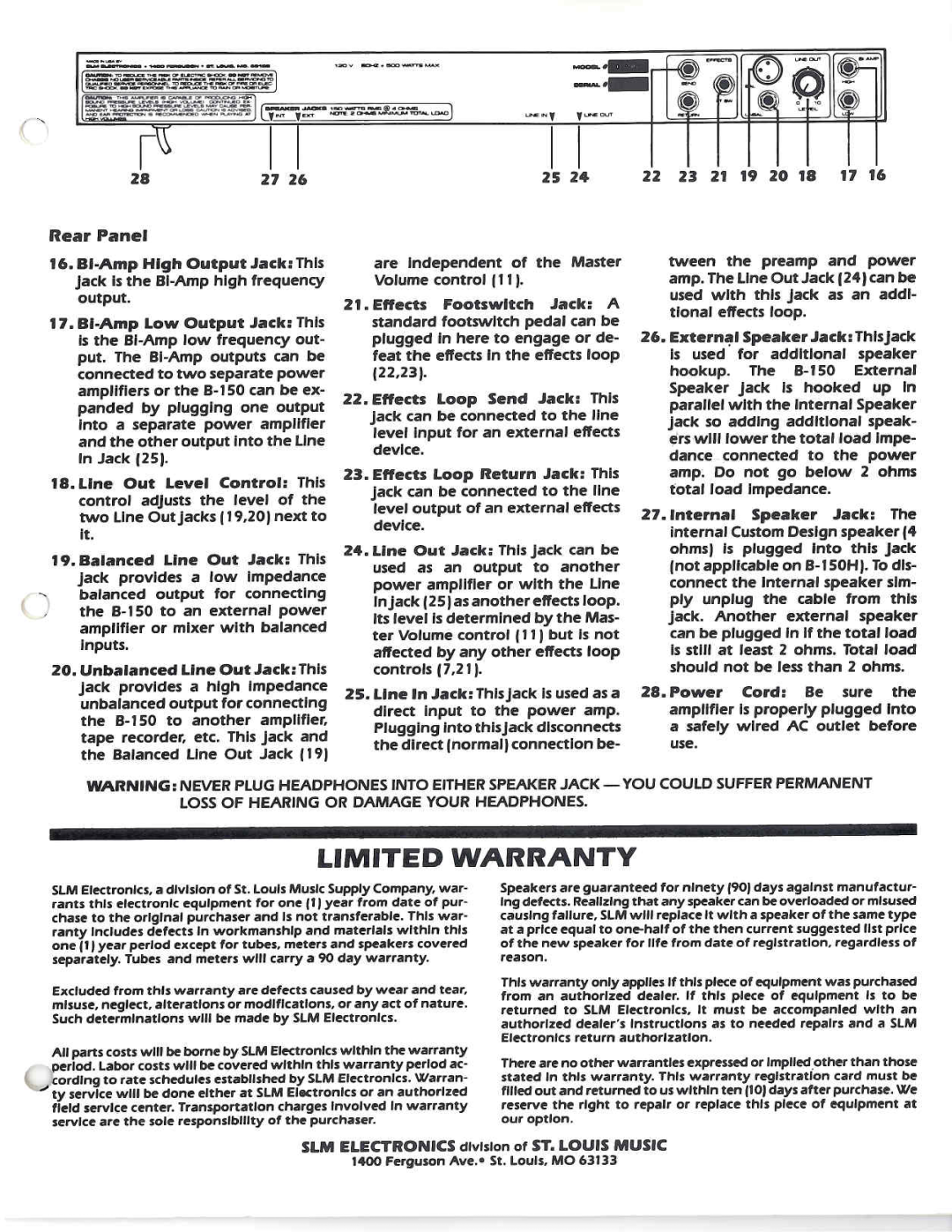 Crate Amplifiers B-150 manual 