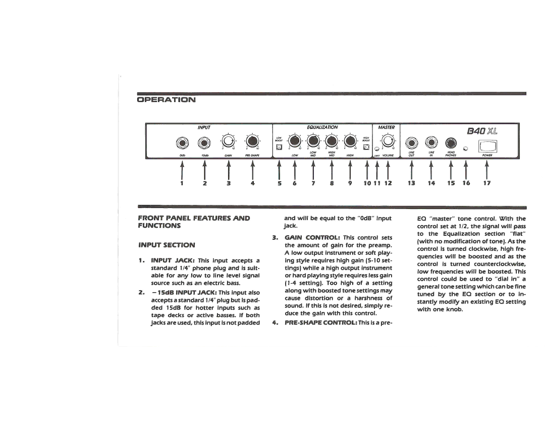 Crate Amplifiers B40XL manual 