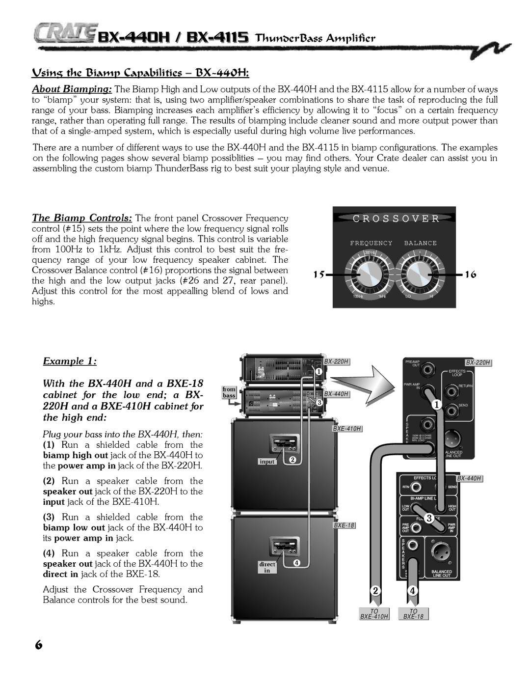 Crate Amplifiers BX-4115, BX-440H owner manual Its power amp in jack, O S S O V E R 