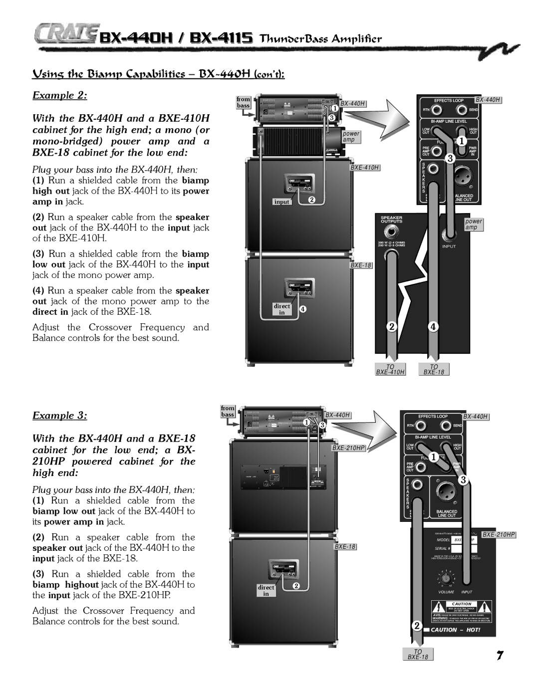 Crate Amplifiers BX-440H, BX-4115 owner manual Amp in jack, Out jack of the mono power amp to 